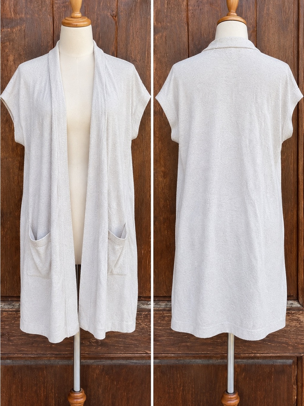 Barefoot Dreams CozyLite Open Front Short-Sleeve Duster in Cream